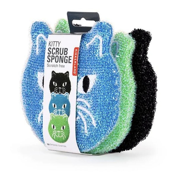 Cat Sponges Set - 3 Pack NWT Kikkerland kitchen tool, decor, gift - Picture 4 of 11